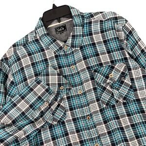 Surf City Surf Shop‎ Flannel Shirt Mens XL Plaid Grunge Skate Surf Gorpcore